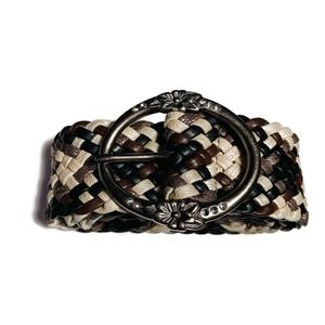 Faux Leather Woven Belt Earth Tones Snakeskin VTG Mob Wife